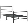 Cadre de lit métal sans matelas avec pied de lit noir 100x190cm 