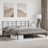 Cadre de lit métal sans matelas avec tête de lit noir 193x203cm 