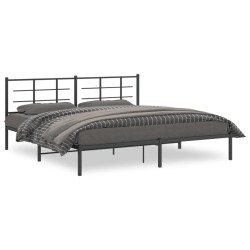 Cadre de lit métal sans matelas avec tête de lit noir 193x203cm 