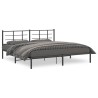 Cadre de lit métal sans matelas avec tête de lit noir 193x203cm 