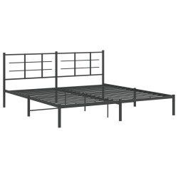 Cadre de lit métal sans matelas avec tête de lit noir 193x203cm 