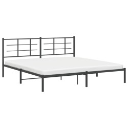 Cadre de lit métal sans matelas avec tête de lit noir 193x203cm 