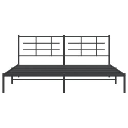 Cadre de lit métal sans matelas avec tête de lit noir 193x203cm 