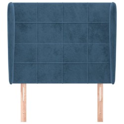 Tête de lit avec oreilles Bleu foncé 103x23x118/128 cm Velours 