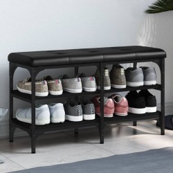 Banc à chaussures noir 82x32x47 cm Bois d'ingénierie 
