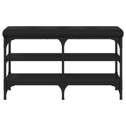 Banc à chaussures noir 82x32x47 cm Bois d'ingénierie 