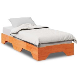 Cadre de lit sans matelas empilable cire marron 80x200 cm 