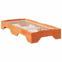 Cadre de lit sans matelas empilable cire marron 80x200 cm 