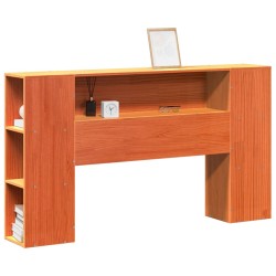 Tête de lit avec rangement cire marron 120cm bois massif de pin 
