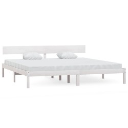 Cadre de lit sans matelas blanc bois massif 200x200 cm 