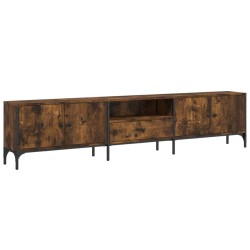 Meuble TV à tiroir chêne fumé 200x25x44 cm bois d'ingénierie 