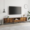 Meuble TV à tiroir chêne fumé 200x25x44 cm bois d'ingénierie 