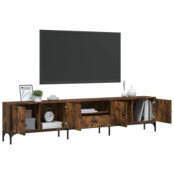 Meuble TV à tiroir chêne fumé 200x25x44 cm bois d'ingénierie 