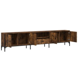 Meuble TV à tiroir chêne fumé 200x25x44 cm bois d'ingénierie 