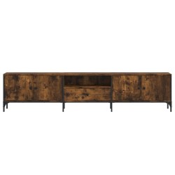 Meuble TV à tiroir chêne fumé 200x25x44 cm bois d'ingénierie 