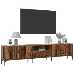 Meuble TV avec tiroir vieux bois 200x25x44 cm bois d'ingénierie 