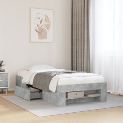 Cadre de lit sans matelas gris béton 75x190cm bois d'ingénierie 