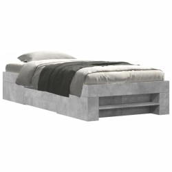 Cadre de lit sans matelas gris béton 75x190cm bois d'ingénierie 