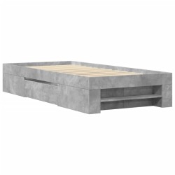 Cadre de lit sans matelas gris béton 75x190cm bois d'ingénierie 