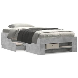 Cadre de lit sans matelas gris béton 75x190cm bois d'ingénierie 