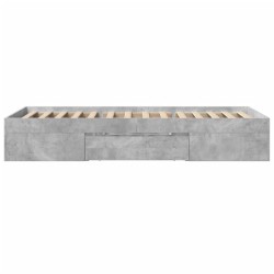 Cadre de lit sans matelas gris béton 75x190cm bois d'ingénierie 