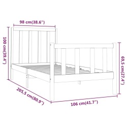 Cadre de lit sans matelas 100x200 cm bois massif de pin 