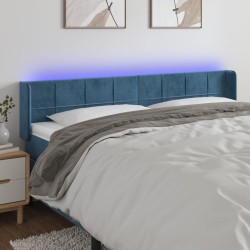 Tête de lit à LED Bleu foncé 203x16x78/88 cm Velours 