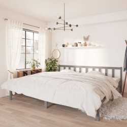Cadre de lit sans matelas gris bois massif 