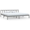 Cadre de lit sans matelas gris bois massif 