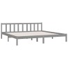 Cadre de lit sans matelas gris bois massif 