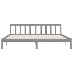 Cadre de lit sans matelas gris bois massif 