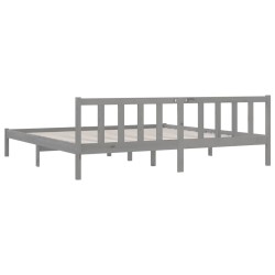 Cadre de lit sans matelas gris bois massif 