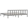 Cadre de lit sans matelas gris bois massif 