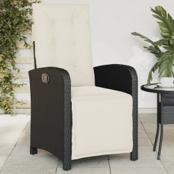 Chaise inclinable de jardin et repose-pied noir résine tressée 