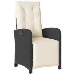 Chaise inclinable de jardin et repose-pied noir résine tressée 