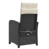Chaise inclinable de jardin et repose-pied noir résine tressée 