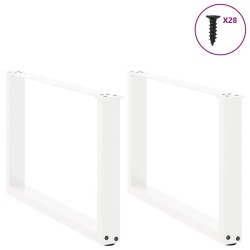 Pieds de table basse en U, 2 pièces, blanc, 70 x (42-43) cm, acier 