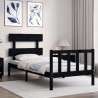 Cadre de lit sans matelas noir bois de pin massif 