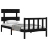 Cadre de lit sans matelas noir bois de pin massif 
