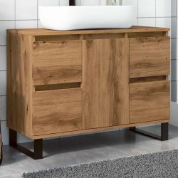 Armoire de lavabo de salle de bain chêne artisanal 65x33x60 cm 