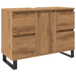 Armoire de lavabo de salle de bain chêne artisanal 65x33x60 cm 