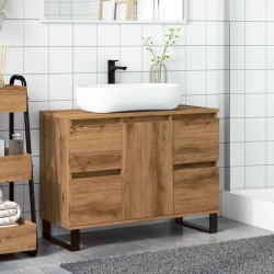 Armoire de lavabo de salle de bain chêne artisanal 65x33x60 cm 