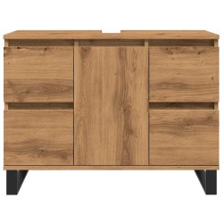 Armoire de lavabo de salle de bain chêne artisanal 65x33x60 cm 