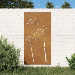 Décoration murale jardin 105x55 cm acier corten design de fleur 
