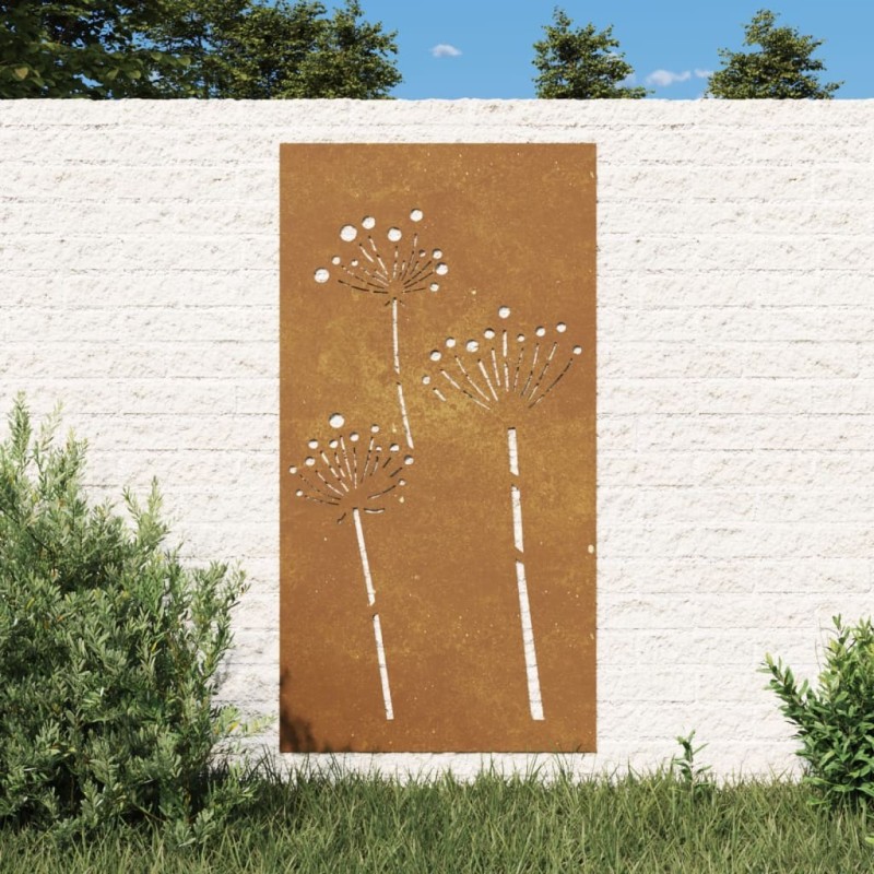 Décoration murale jardin 105x55 cm acier corten design de fleur 