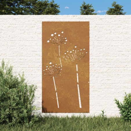 Décoration murale jardin 105x55 cm acier corten design de fleur 
