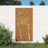 Décoration murale jardin 105x55 cm acier corten design de fleur 