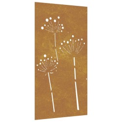 Décoration murale jardin 105x55 cm acier corten design de fleur 