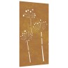 Décoration murale jardin 105x55 cm acier corten design de fleur 