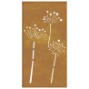 Décoration murale jardin 105x55 cm acier corten design de fleur 